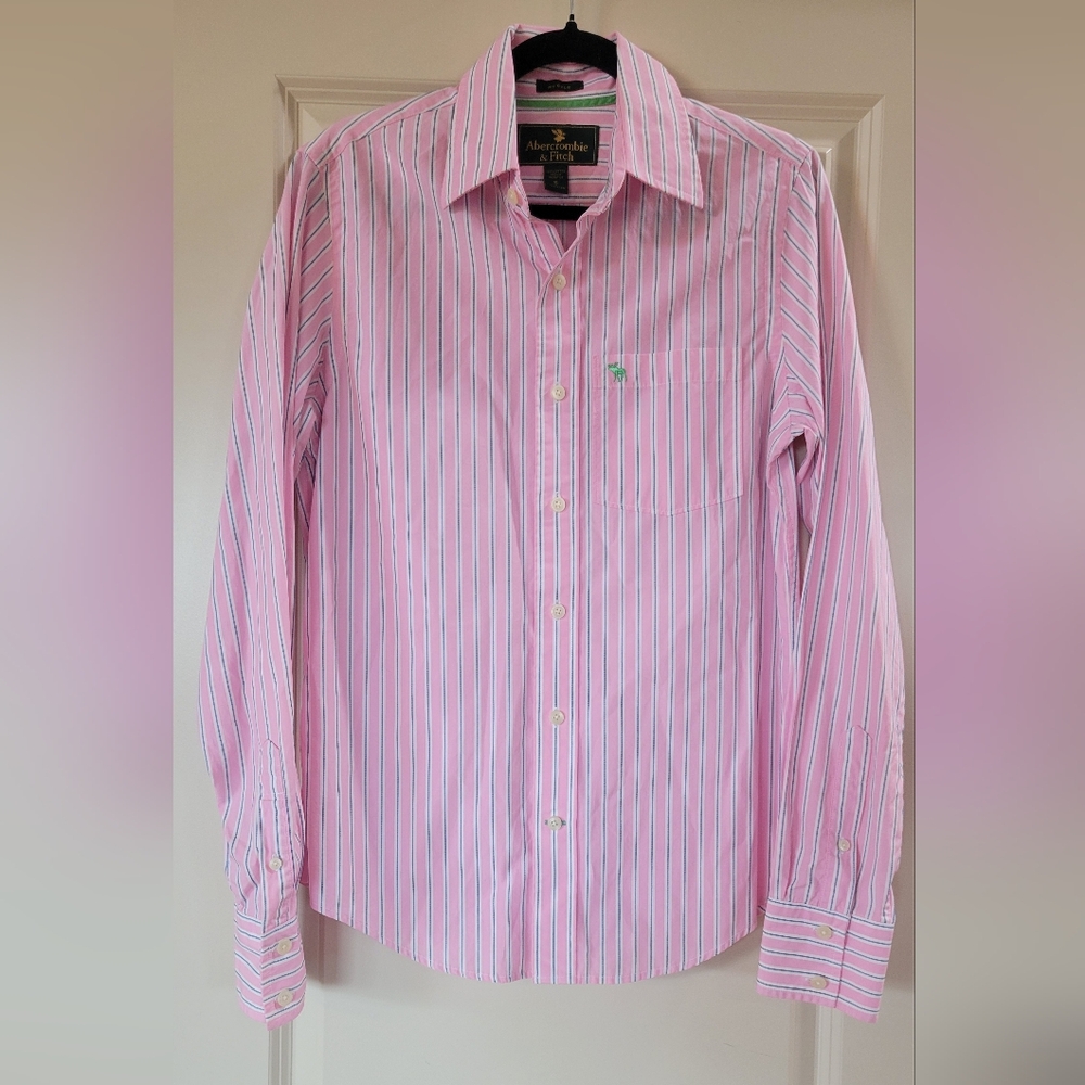 Abercrombie & Fitch Pink Striped Button-Down Shirt